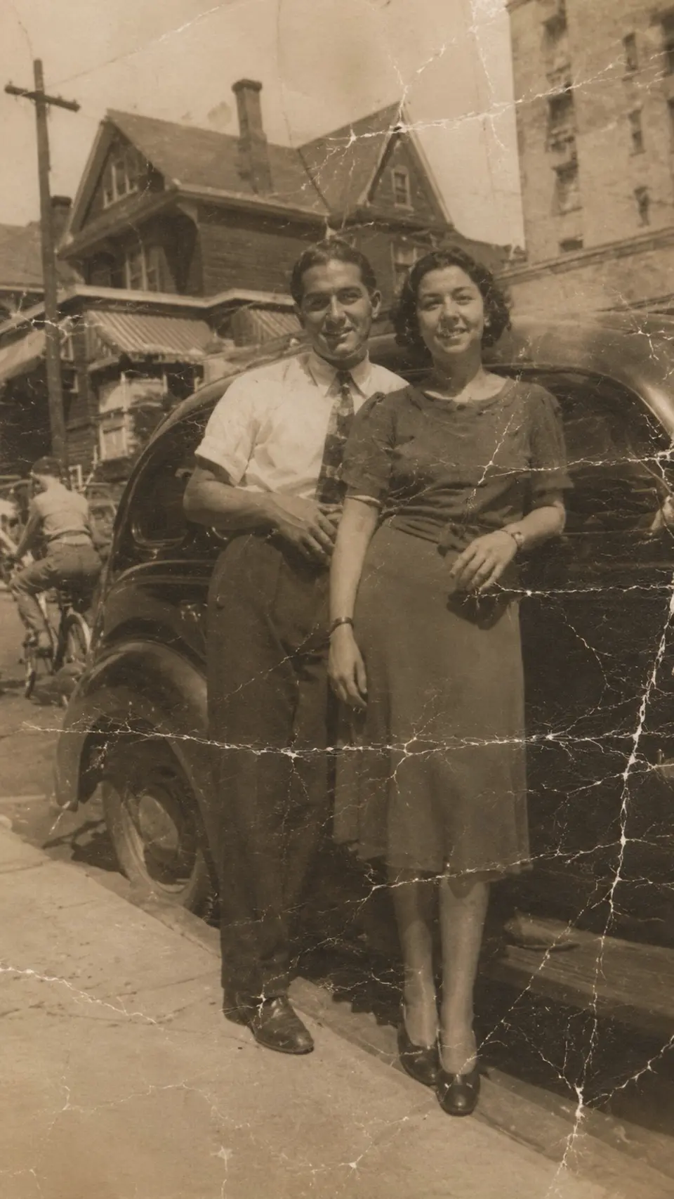 Original: a creased vintage photo